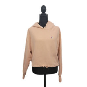 Champion Reverse Weave Pink Cinch Bottom Crop Hoodie